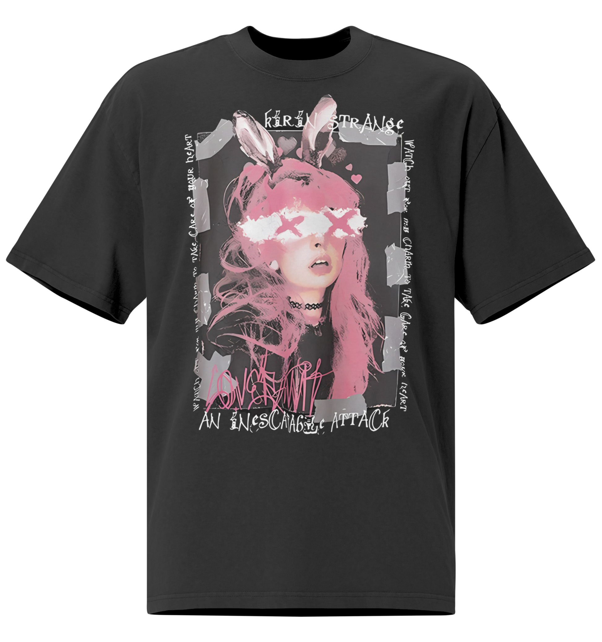 "LOVEHUNT // Inescapable Attack" Oversized Faded Tee – SHINO DESIGN - Nexore