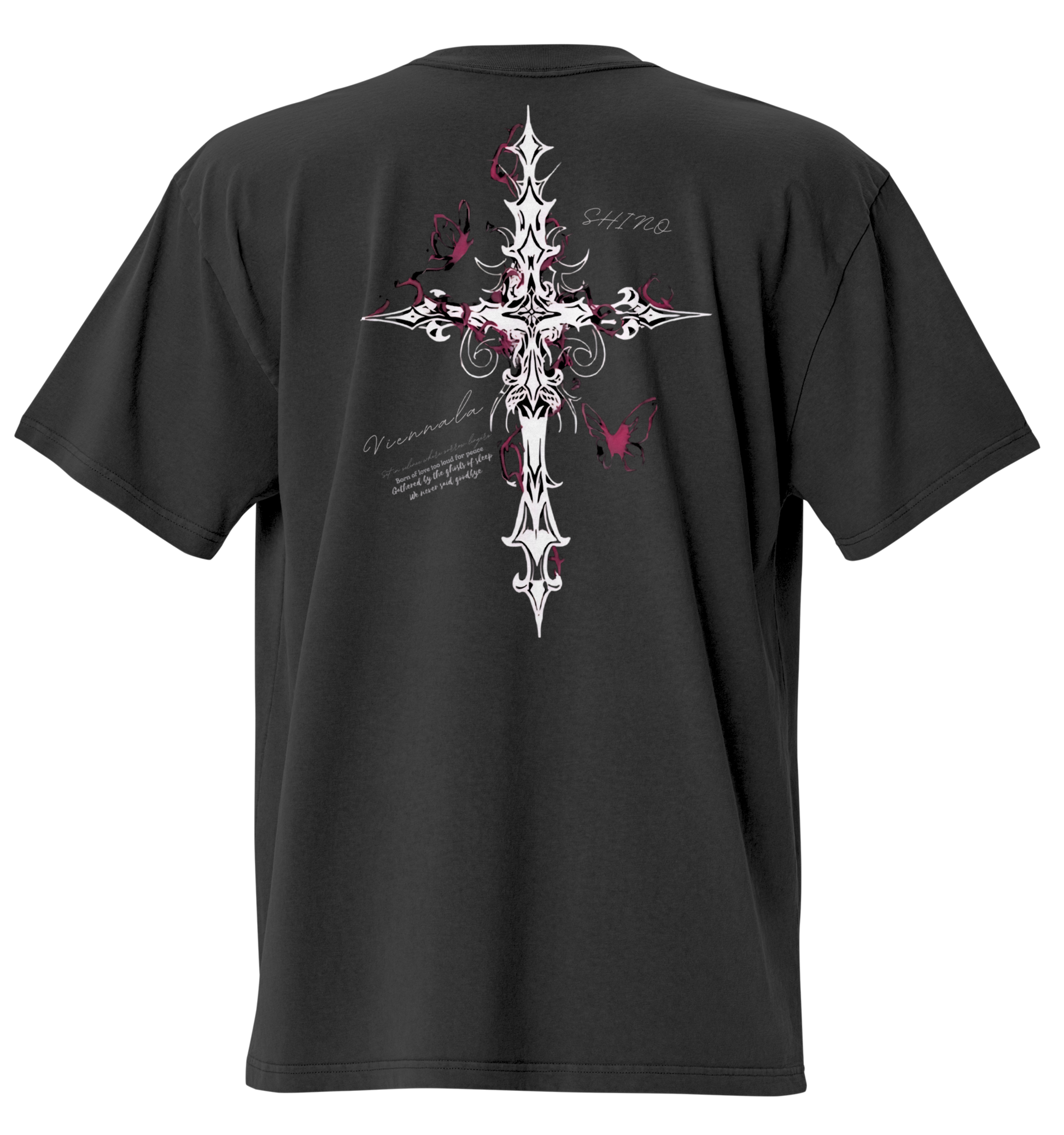 “CRUCIFIX BUTTERFLY” Oversized Faded T-Shirt - Nexore
