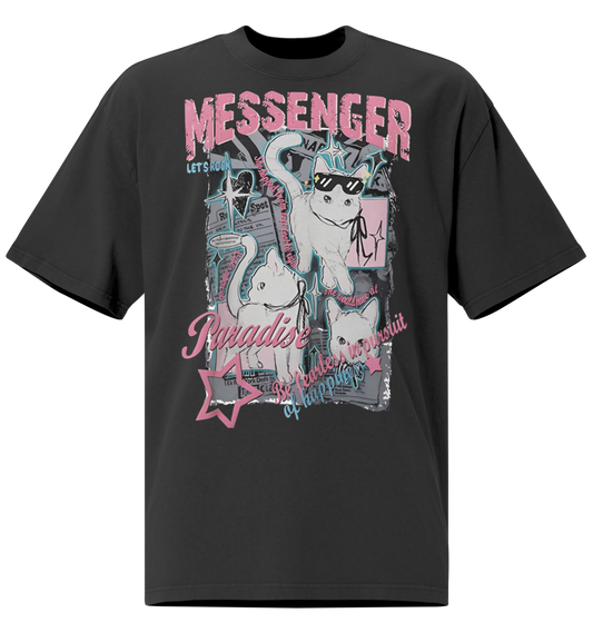 "MESSENGER // Cat Street Dreams" Oversized Faded T-Shirt – SHINO DESIGN - Nexore