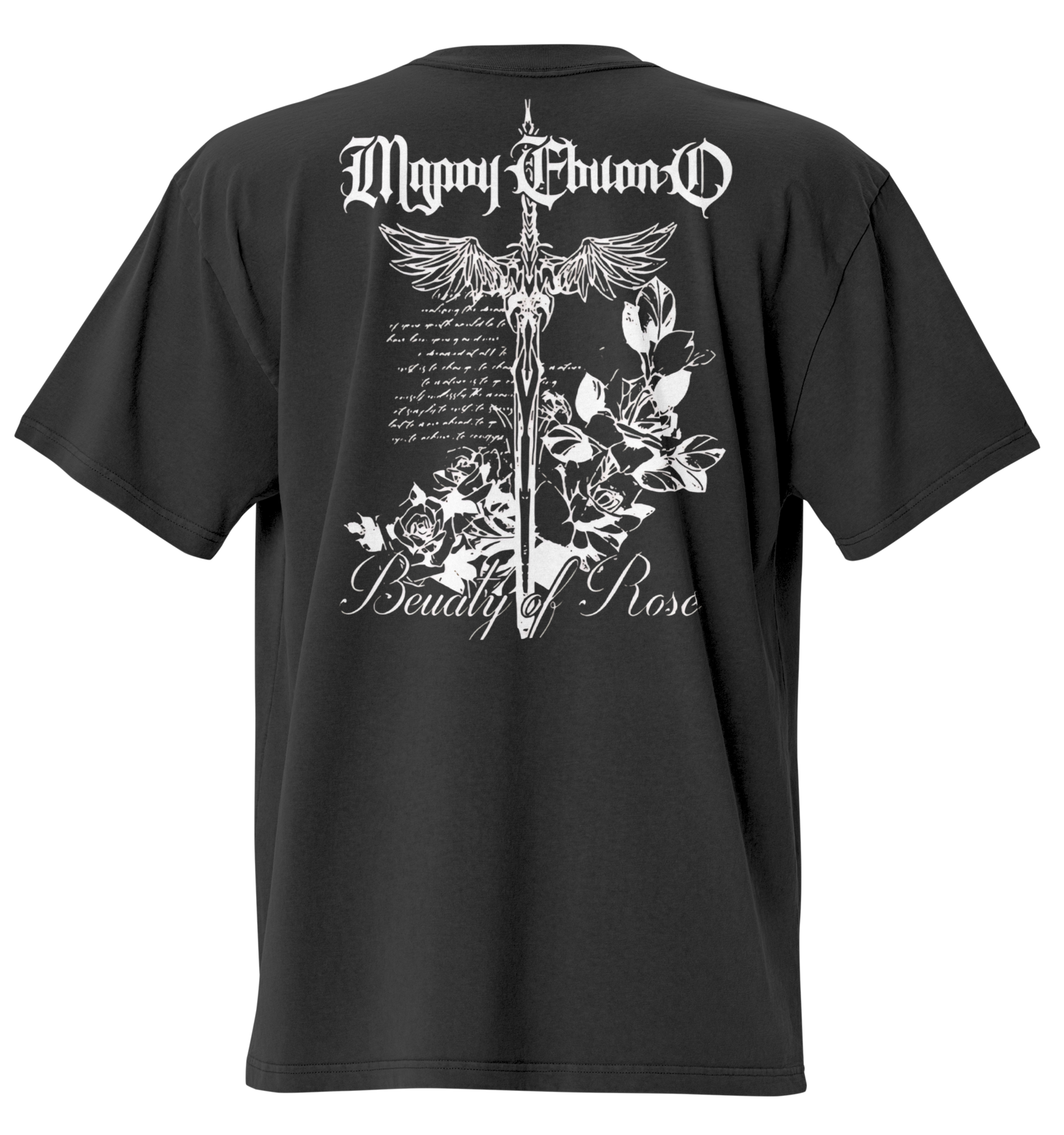 T-shirt Oversize “Forgiata nel Silenzio” – Spada Gotica e Rose - Nexore