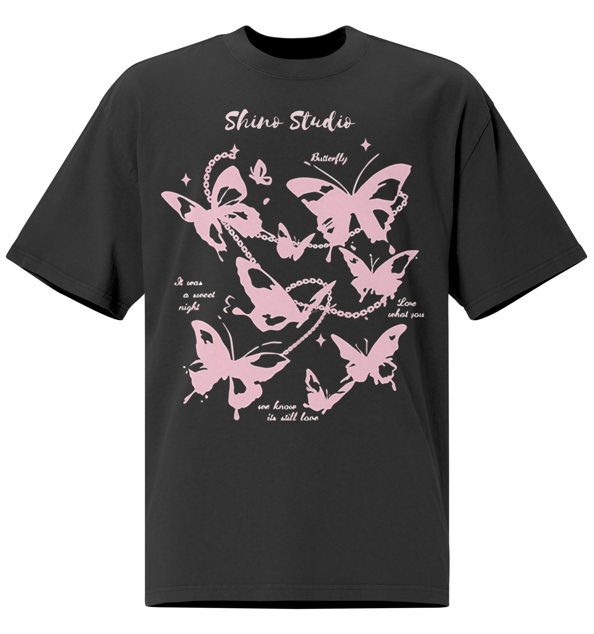 T-shirt Grafica con Farfalle e Catene – Stile Gothic Y2K | SHINO STUDIOS - Nexore