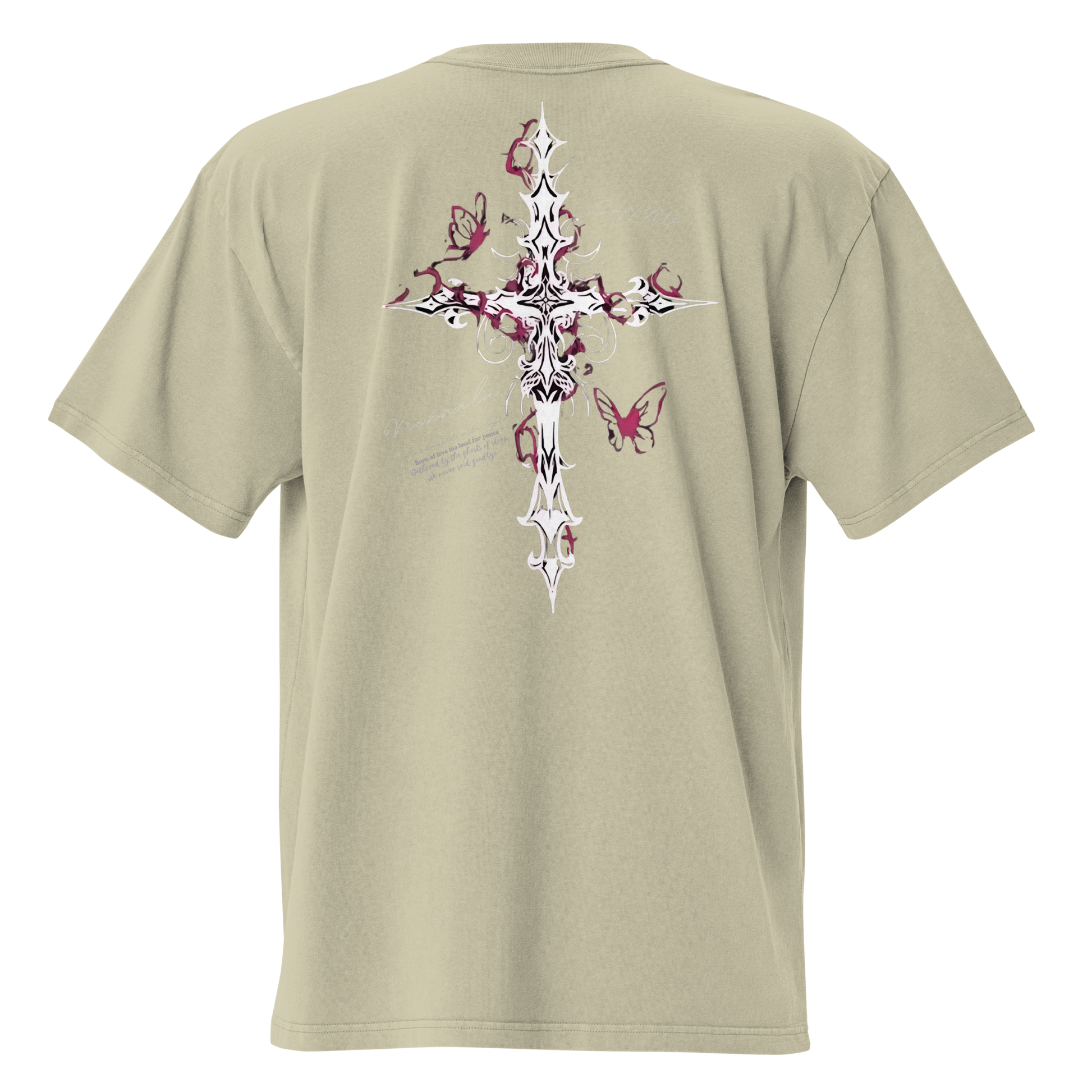 “CRUCIFIX BUTTERFLY” Oversized Faded T-Shirt - Nexore