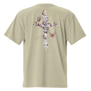 “CRUCIFIX BUTTERFLY” Oversized Faded T-Shirt - Nexore
