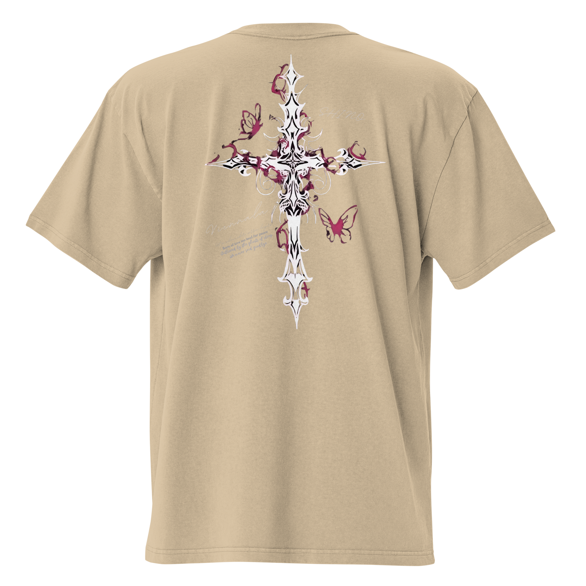 “CRUCIFIX BUTTERFLY” Oversized Faded T-Shirt - Nexore